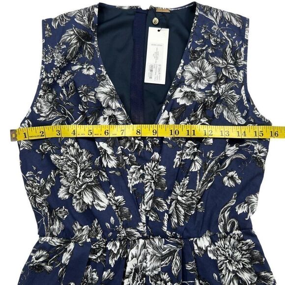 Adam Lippes NWT Floral V Neck Maxi Dress Navy Size 2 - Picture 7 of 12